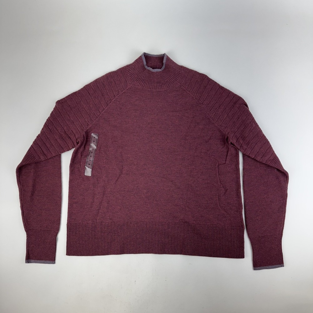 New Womens Smartwool Edgewood Mock Neck Burgundy Merino Wool Sweater Size Medium